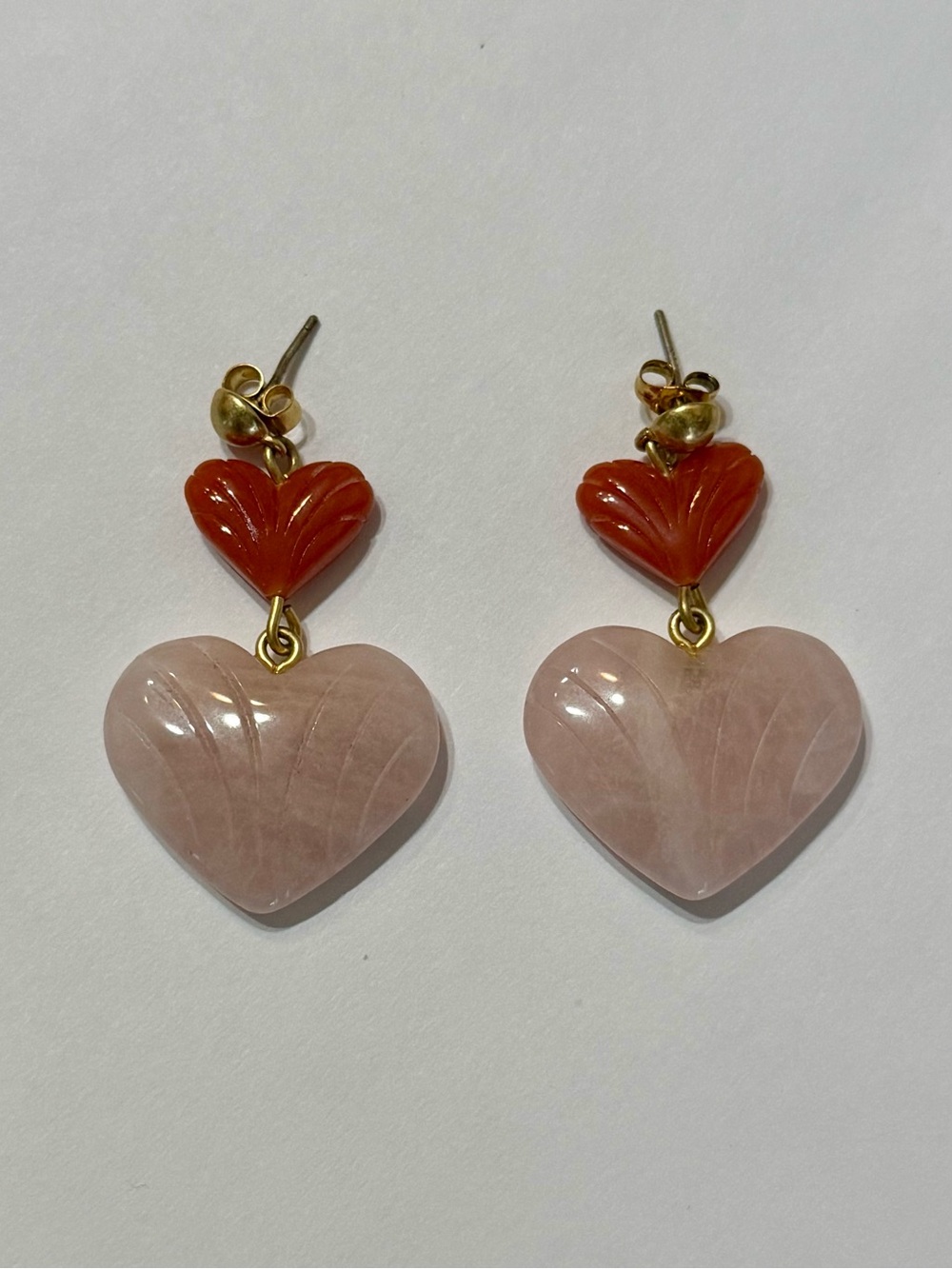 Madewell NWOT Pink Rose Quartz Heart Drop Earrings